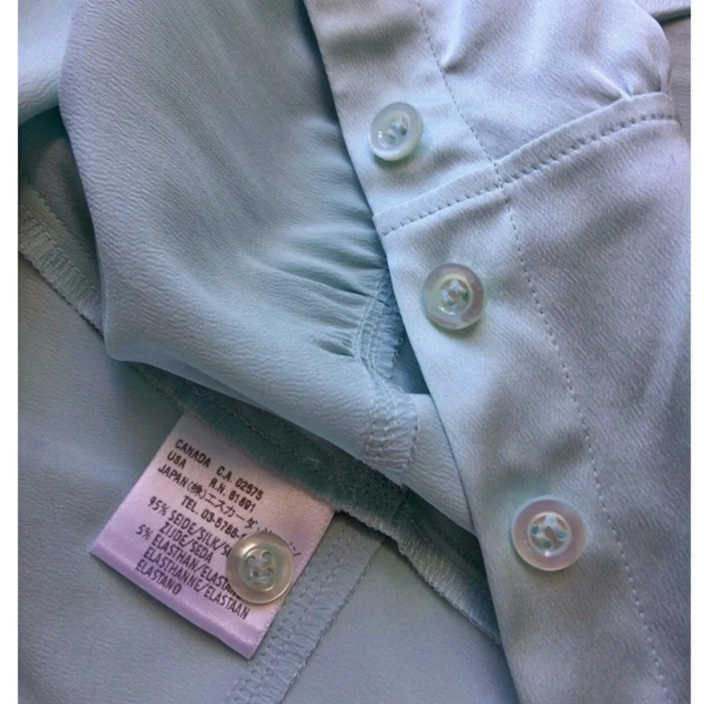 Vintage ESCADA Silk Fitted Ascot Bell Cuff Blouse - Picture 7 of 8